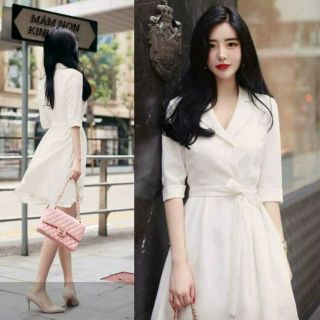 Váy Cổ Vest Thắt Nơ Eo - Đầm Công Sở 4 màu