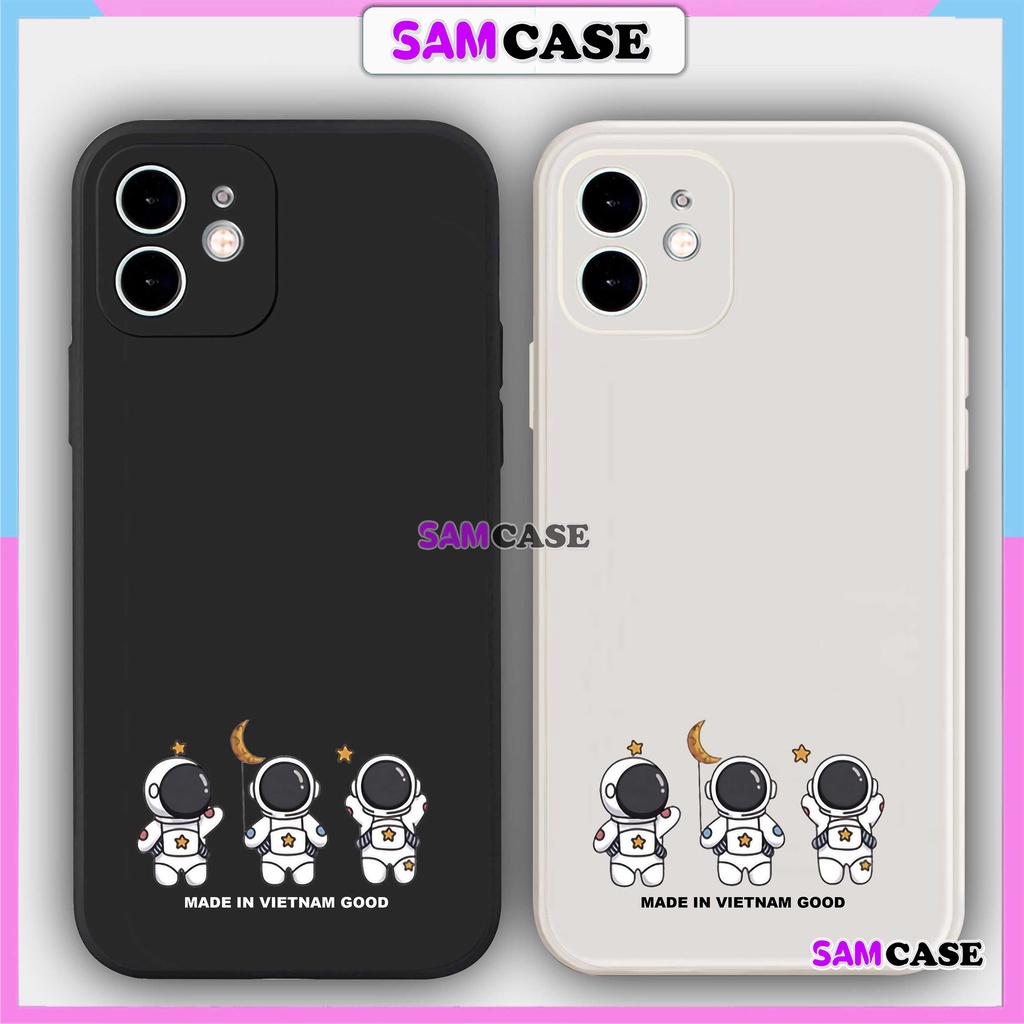 Ốp lưng iPhone Phi hành gia Cutee cạnh viền vuông silicon mềm dẻo cho iphone 6/6s/7/8/X/XS/XR/11/12/13/14 Pro Plus Max