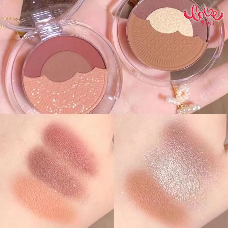 Phấn mắt biscuit ba màu lêlescent không thấm nước long lanh phấn mắt xách tay sequins sinh viên giá rẻ mới tập mờ Lelescent mịn long lanh ba màu bảng phấn mắt trang điểm