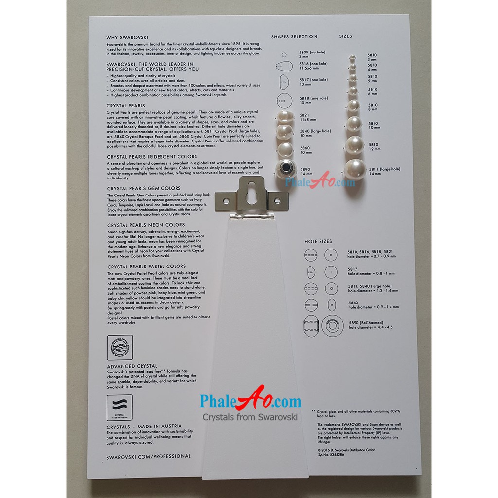 10 hạt 4ly Ngọc trai pha lê Swarovski crystal-pearl-5810-650 tròn trắng white, có lỗ xỏ