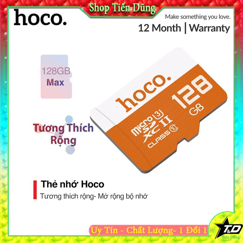 Thẻ nhớ Hoco 128GB TF micro-SD sở hữu chuẩn thẻ class 10 tốc độ thẻ nhớ truyền tải 10MB/s