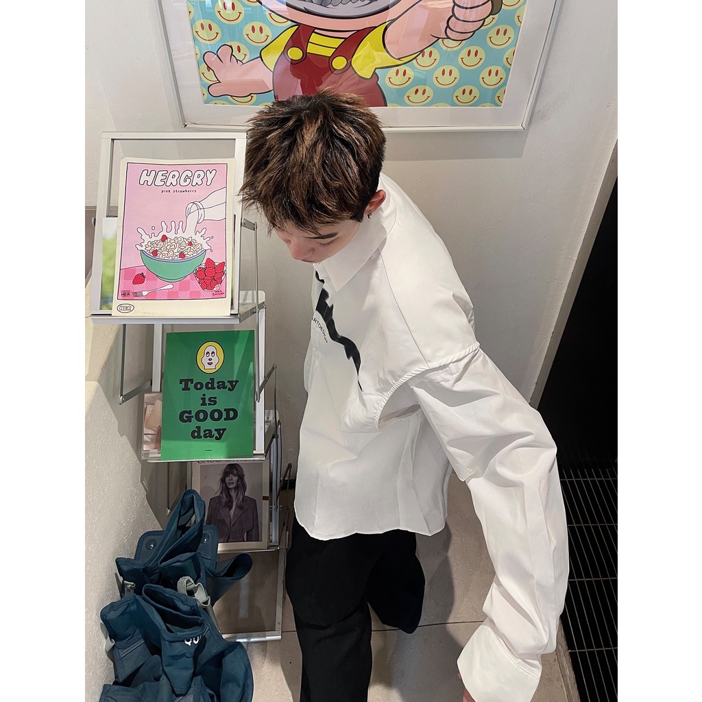 Áo Sơ Mi Không Tay Nhiều Túi In Họa Tiết Phong Cách Hàn Quốc Thời Trang Cho Nam