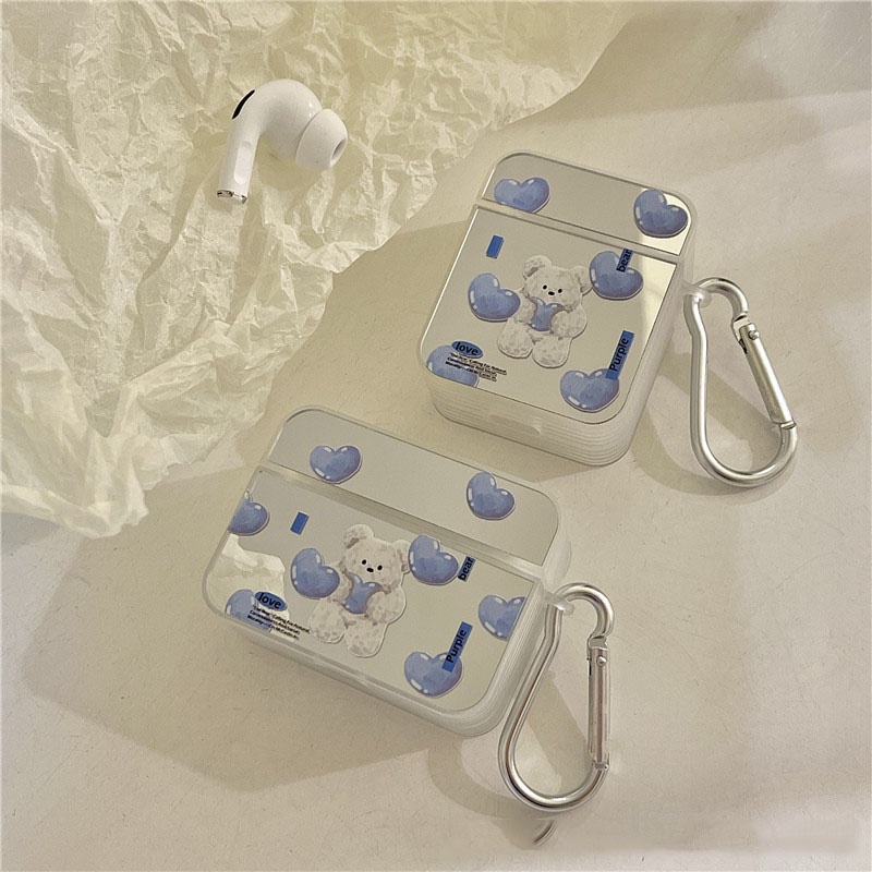 Vỏ Bảo Vệ Hộp Sạc Tai Nghe Bluetooth Airpods 1 2 3 Pro 3 Airpods3 Màu Tím Họa Tiết Trái Tim/Gấu Dễ Thương