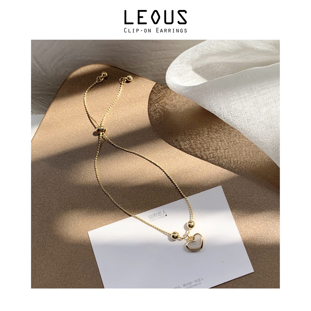 Vòng tay nữ lắc tay nữ dây rút mặt trái tim VT003 Leous Accessories