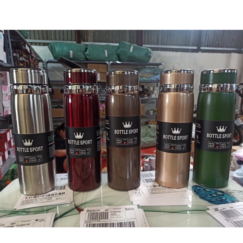 Bình Giữ Nhiệt Inox Bottle Sport 1000ML INOX Có Dây Xách
