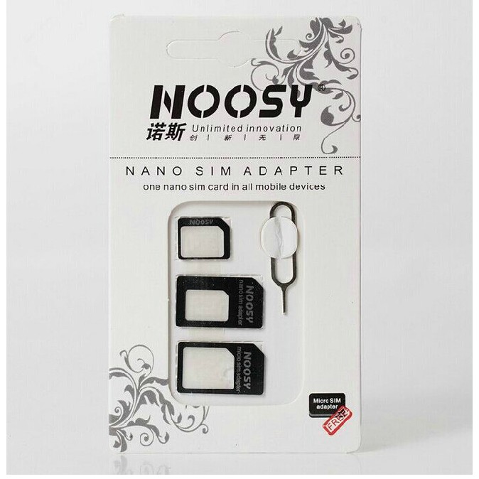 Bộ chuyển đổi Nano Sim adapter 3in1 Noosy kèm cây lấy sim