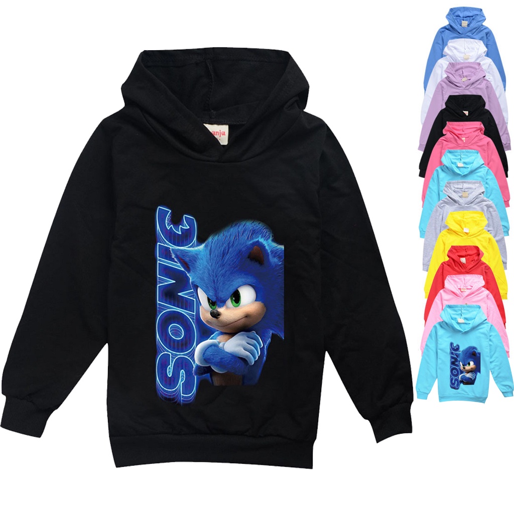 Áo Hoodies có nón dài tay in hình Sonic the Hedgehog Age 2-15 tuổi