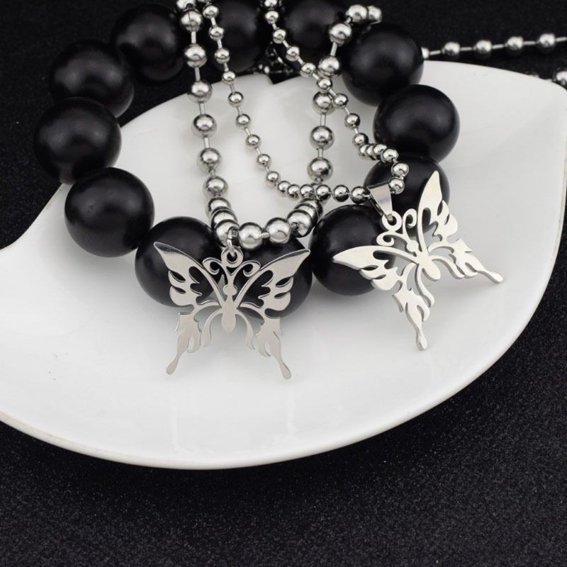 Dây Chuyền Mặt Hình Bướm Bằng Thép Không Gỉ Unisex