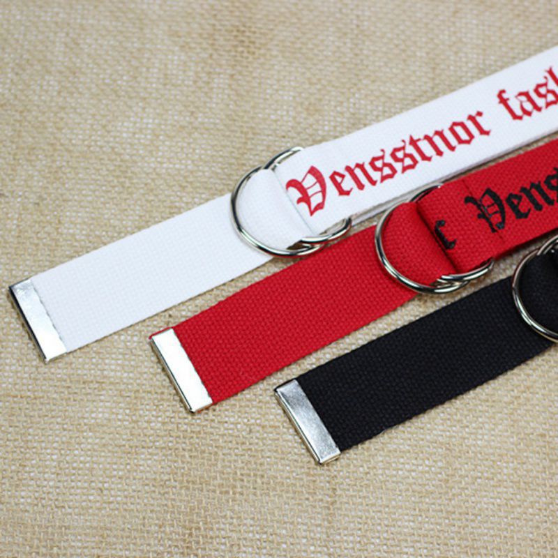 Thắt lưng vải in chữ thời trang cho nam nữ