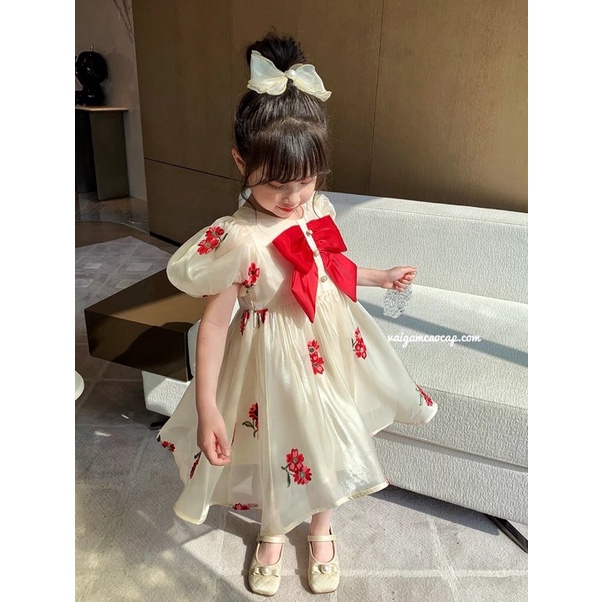 Vải Organza Thêu Hoa