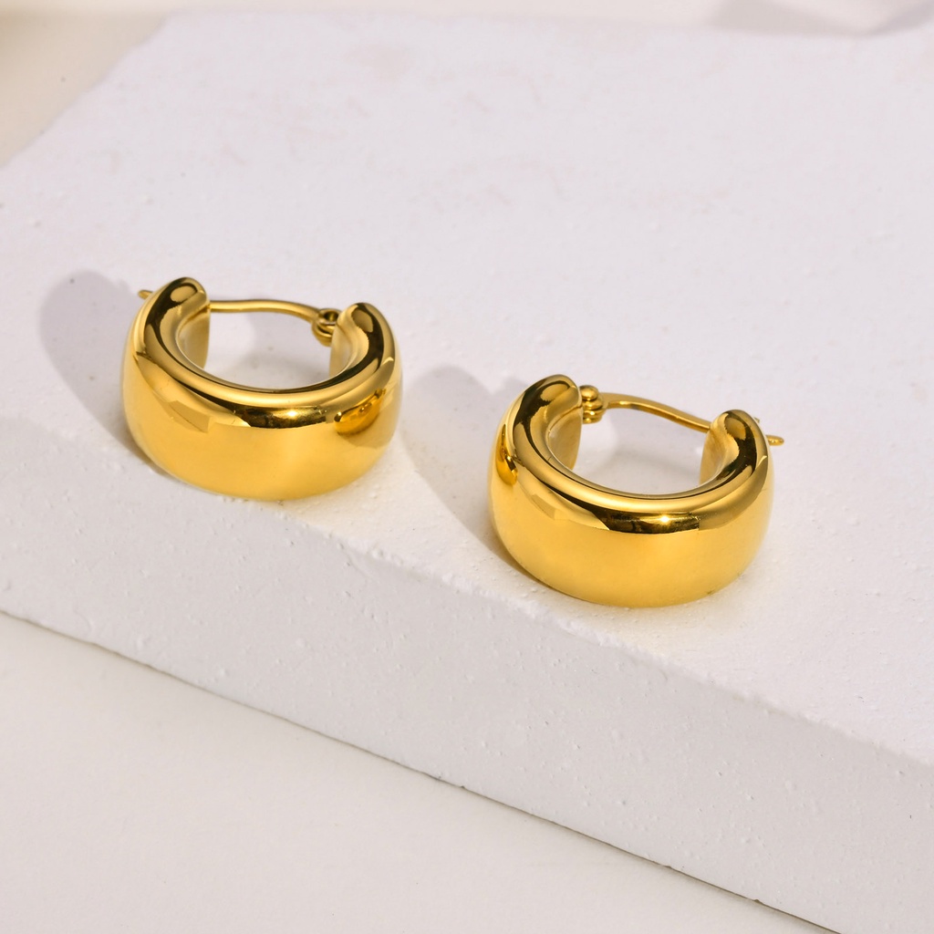 Vnox Khuyên Tai Vòng Tròn Bằng Thép Không Gỉ Đánh Bóng Cao Cho Nữ