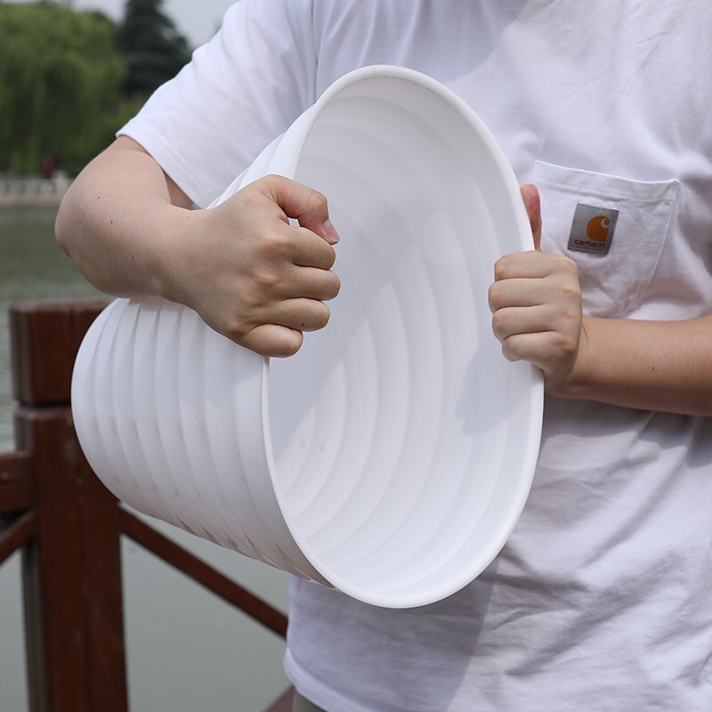Chậu trồng cây vòng tròn trắng cao kích thước 25cmx30cm