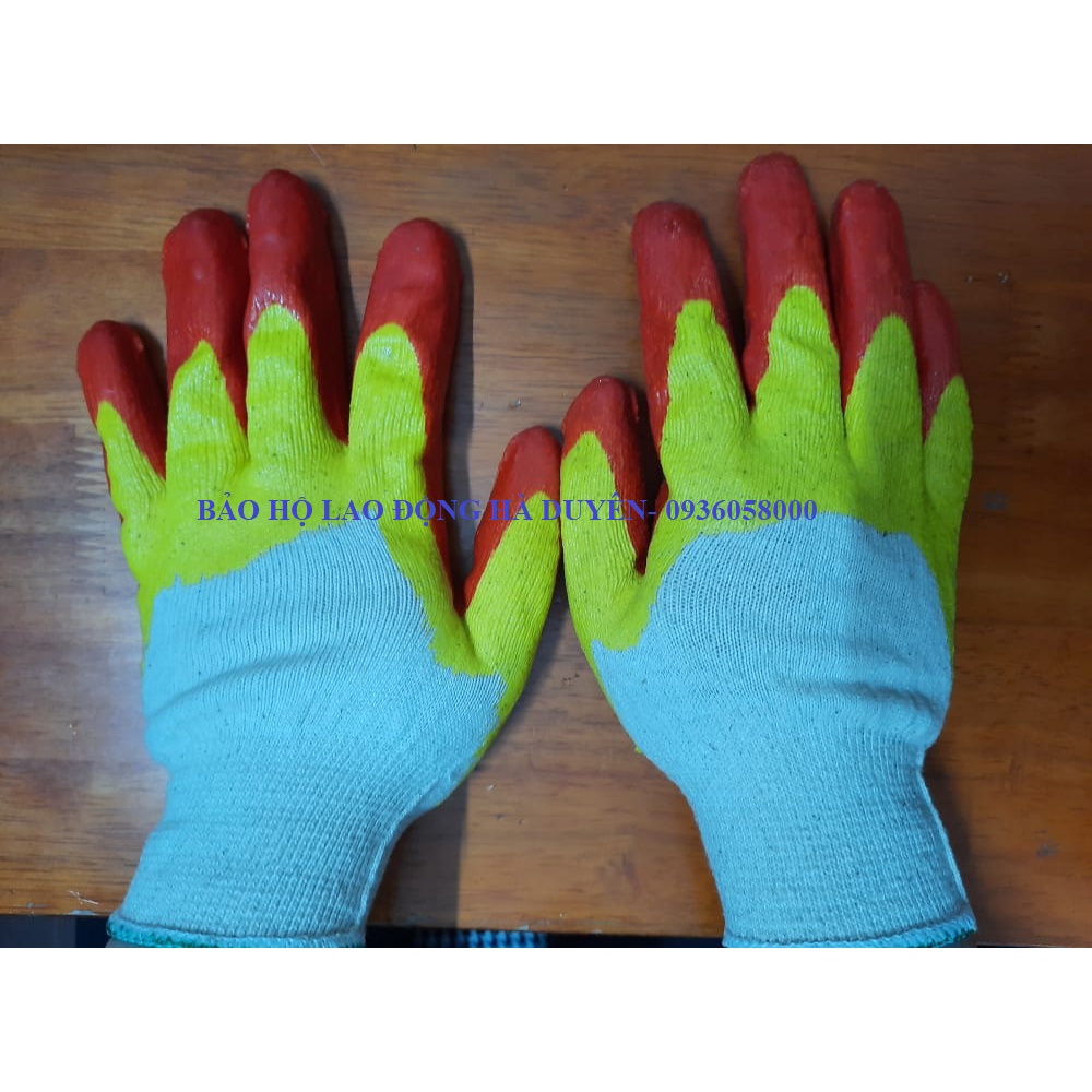 Găng tay phủ sơn 2 lớp vàng,đỏ -bán từ 5 đôi trở lên,  giá 15.000/đôi