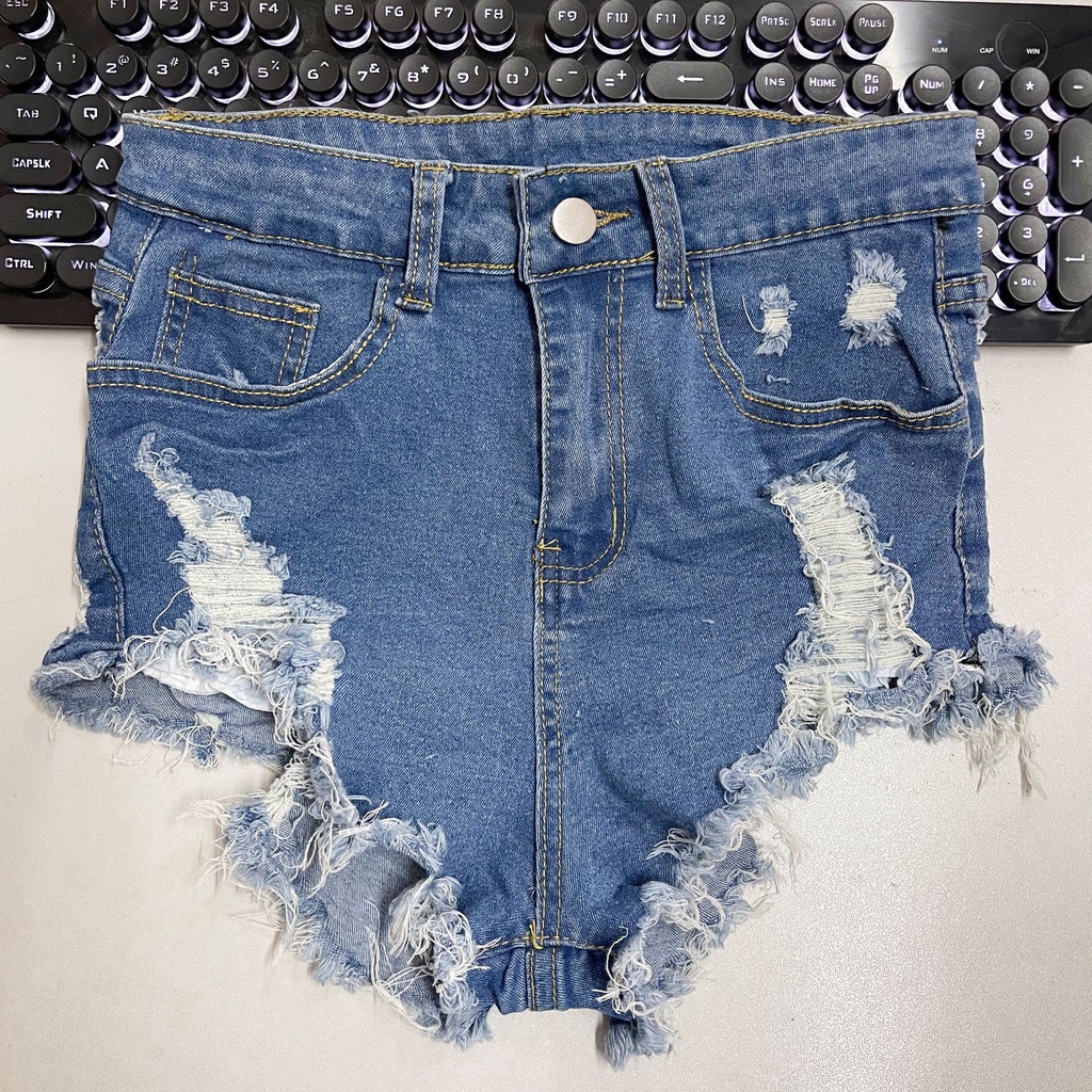 DUNEA Quần short denim lưng cao quyến rũ thời trang đường phố cho nữ