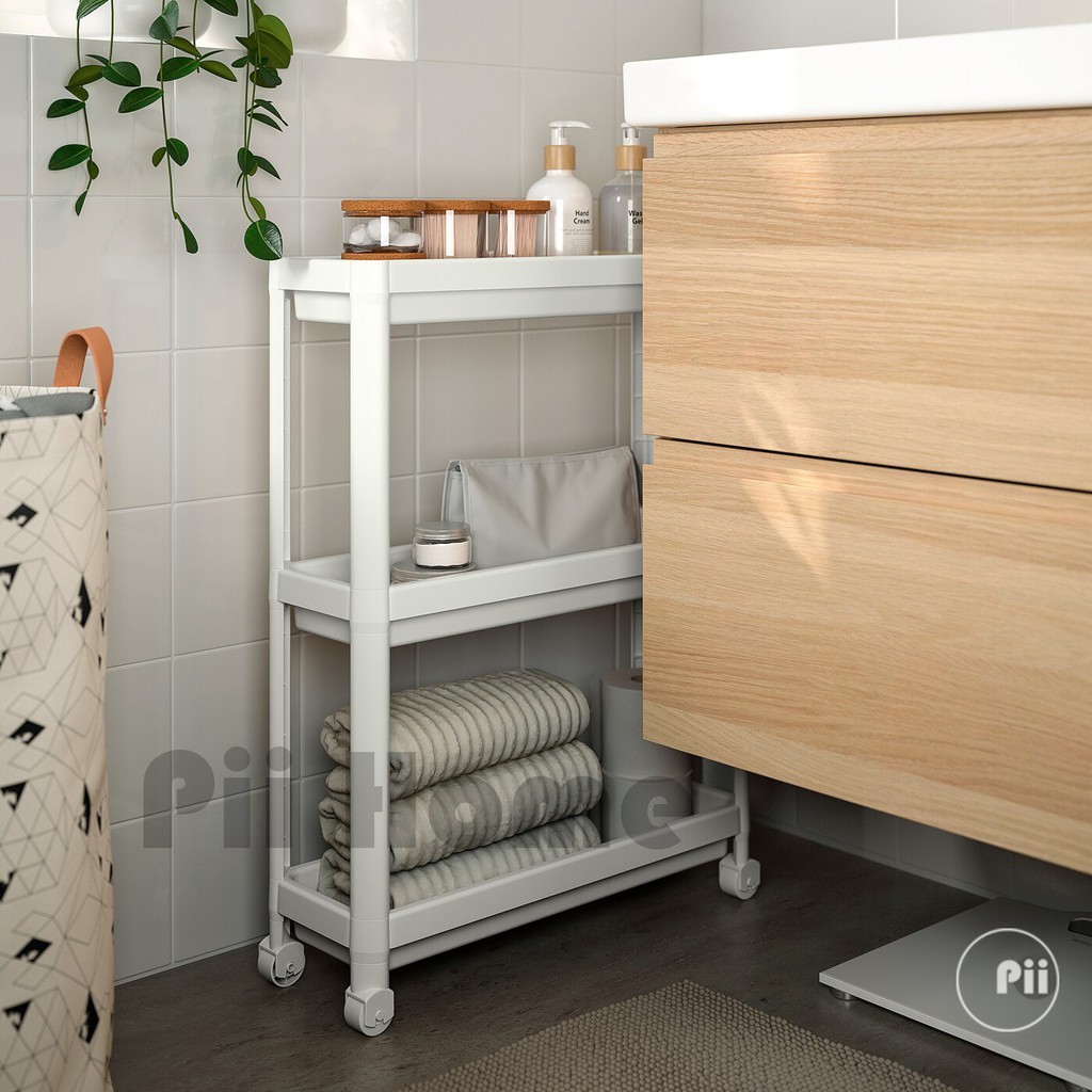 Kệ nhựa đa năng 3 tầng có bánh xe Vesken - IKEA