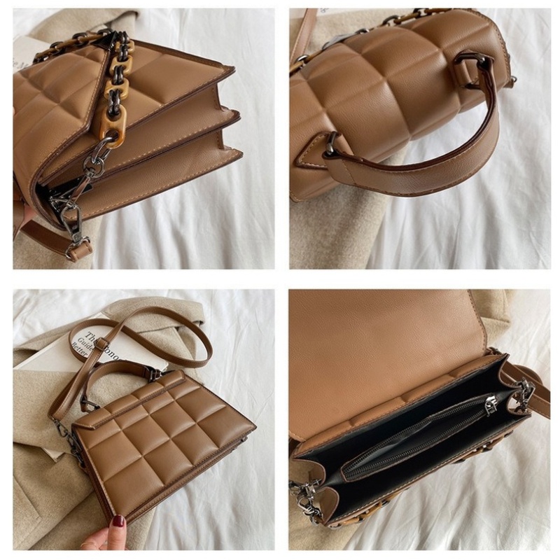 Túi Xách Đeo Vai Màu Trơn Phối Dây Xích Thời Trang 2022 Dành Cho Nữ