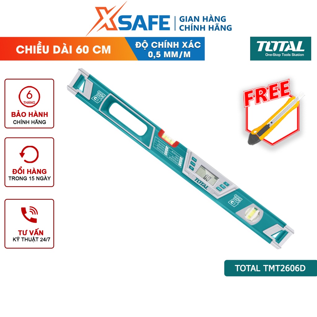 Thước thủy đo kỹ thuật số TOTAL TMT2606D  điện tử dài 60cm, có từ tính, độ chính xác cao, chịu lực chịu nhiệt