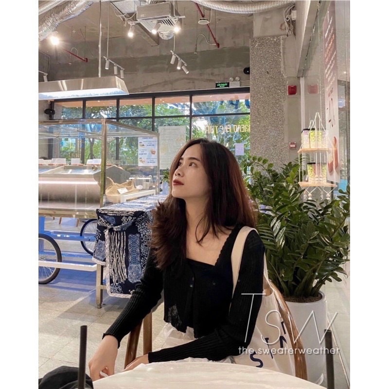 Áo khoác cadigan len mỏng 1 khuy 2021