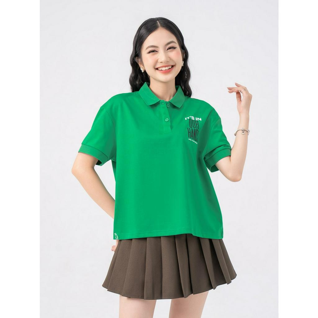 Áo thun polo nữ YODY dáng rộng áo phông cổ bẻ Recycle Clean thời trang, phong cách - APN6258