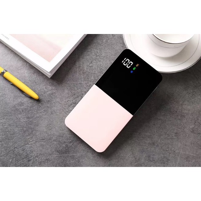 Pin Sạc Dự Phòng Siêu Mỏng Mặt Kính Mini Z80 10000mAh Power Bank Sạc Nhanh 2.1A Đèn Led Chữ Số 2 cổng đầu ra USB