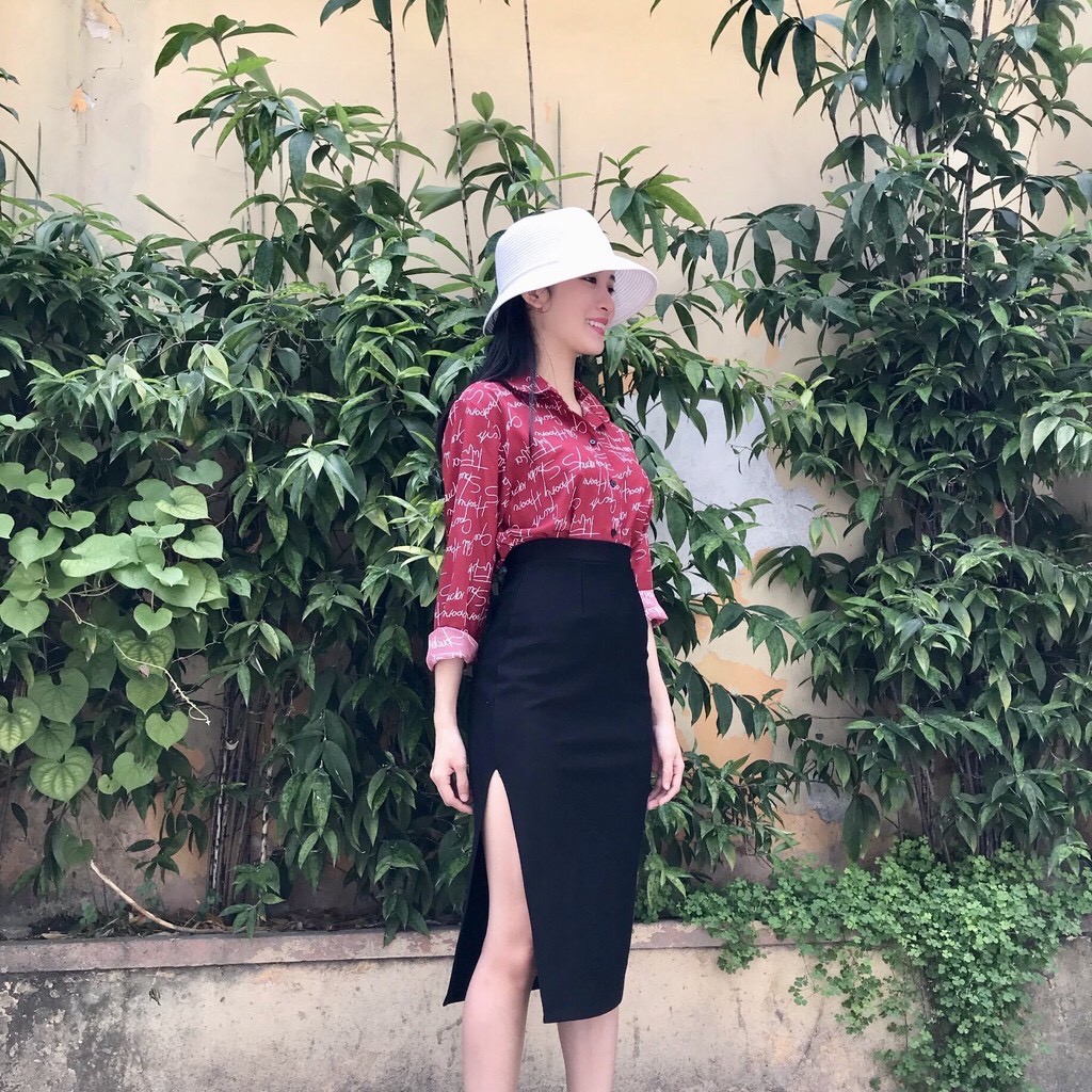 Chân váy bút chì xẻ tà 2 bên, chân váy công sở form ôm body chất vải co giãn màu đen | BigBuy360 - bigbuy360.vn