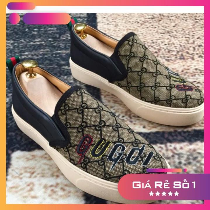 Giày Lười Nam Slipon GC- Vải Cao Cấp vs Da Bò-G2