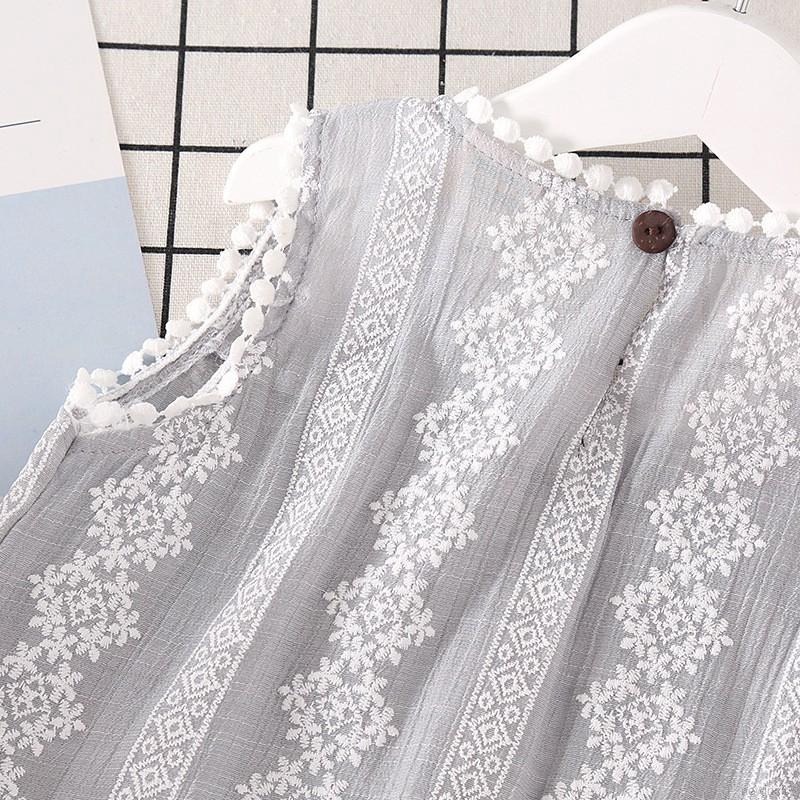 Áo không tay viền ren hoa phong cách Hàn Quốc cho bé gái