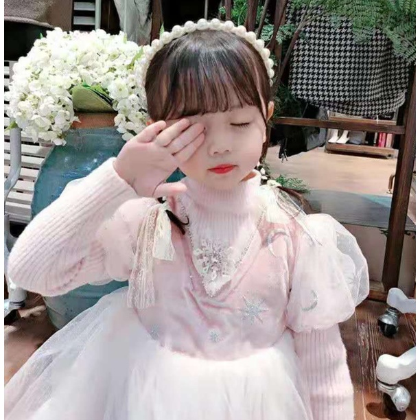 Băng Đô Ngọc Trai Nhựa Phối Ren Tiệm Thêu Việt