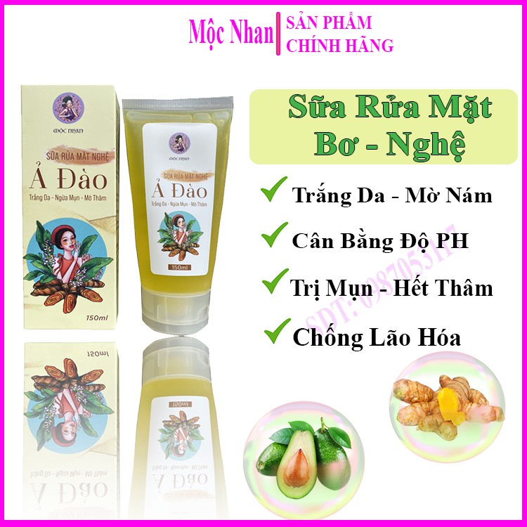 [Tặng mã 50k – FreeShip] Sữa Rửa Mặt Bơ Nghệ, Mộc Nhan Natural, Hết Mụn, Sáng Da, Giảm Thâm Nám, Tiemxuongrong