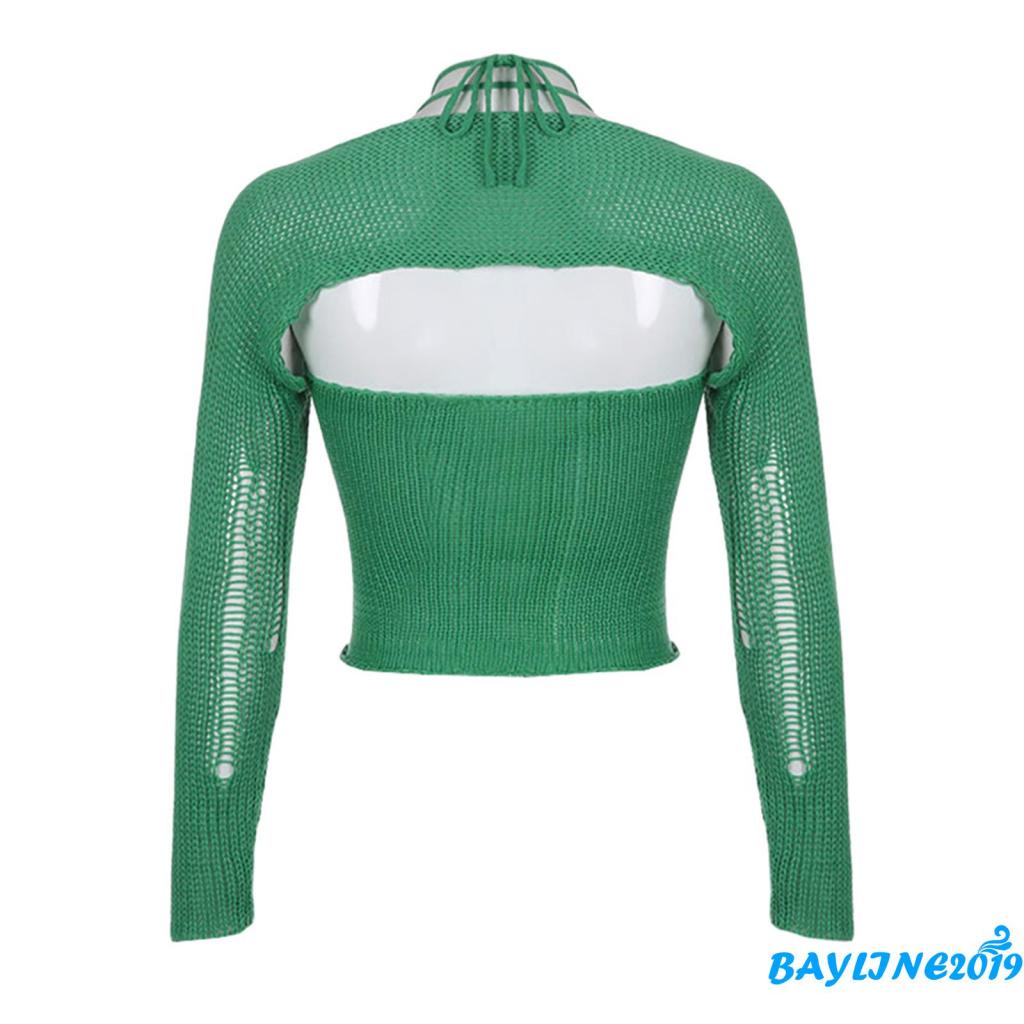 Set Áo Lửng Dài Tay + Áo Hai Dây Dệt Kim Họa Tiết Ngôi Sao Thời Trang Dành Cho Nữ