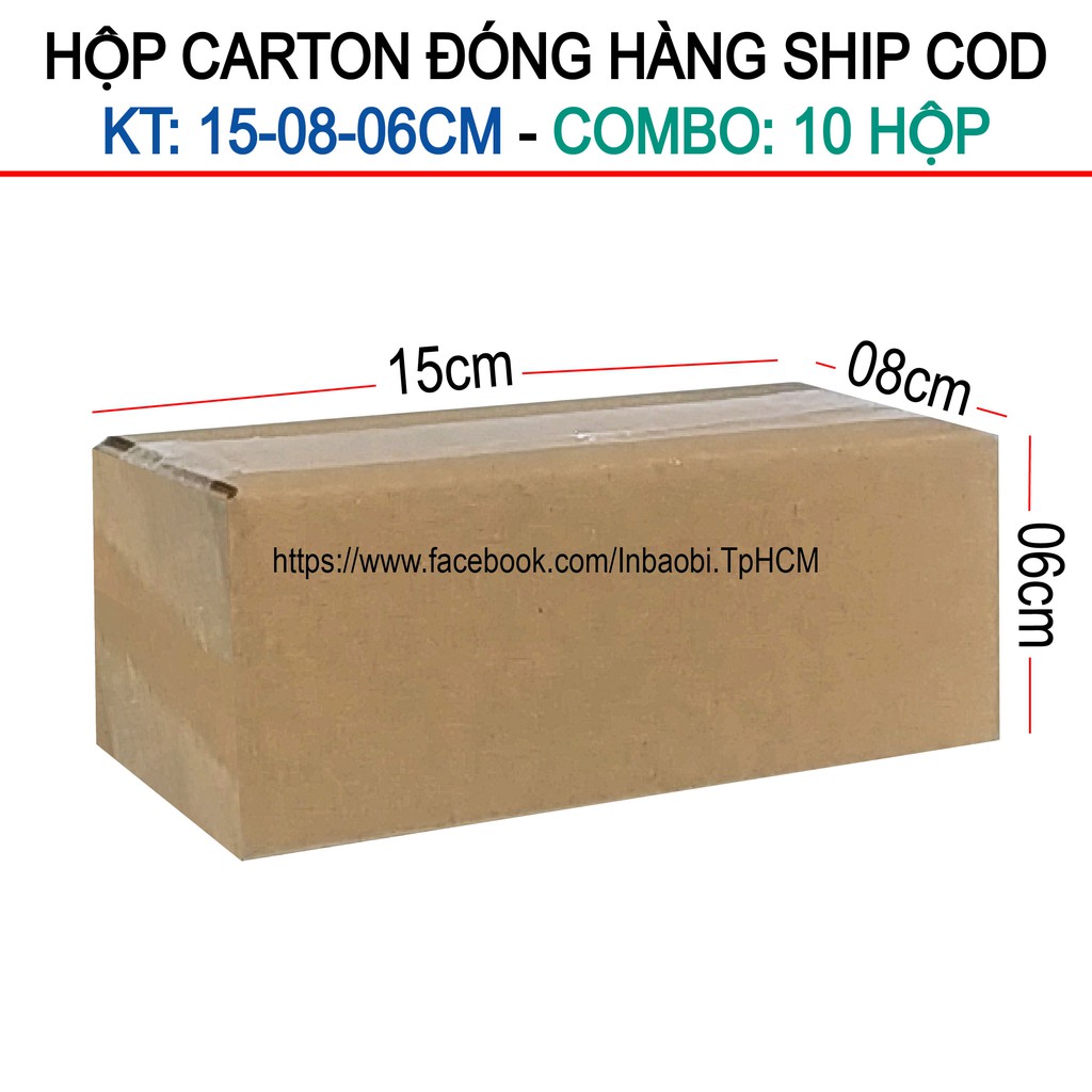 10 Hộp 15x8x6 cm, Hộp Carton 3 lớp đóng hàng chuẩn Ship COD (Green &amp; Blue Box, Thùng giấy - Hộp giấy giá rẻ)