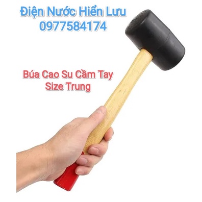 Búa Cao Su Đen Cán Gỗ Size Trung