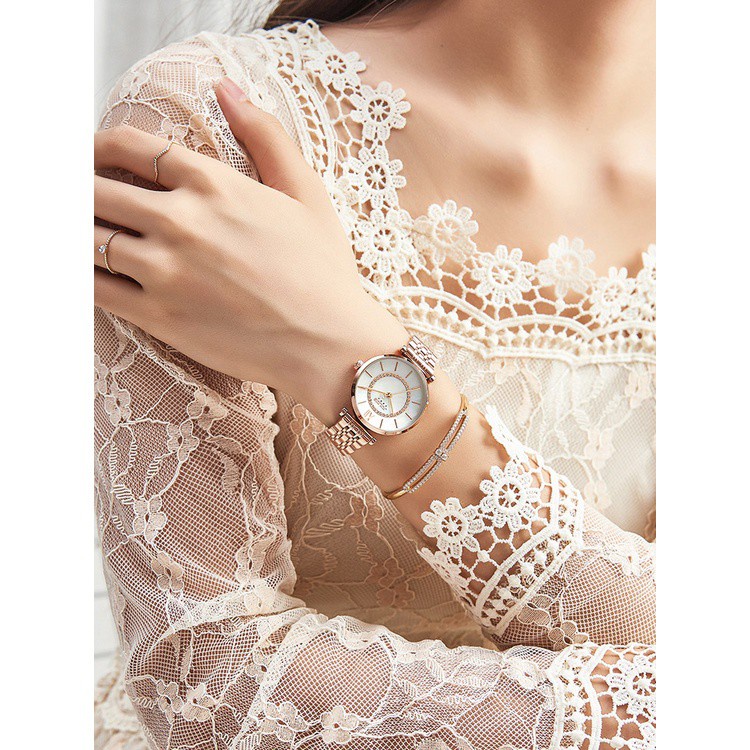Julius / julius Đồng Hồ quartz Nữ ja-1194 Đính Ngọc Trai Sang Trọng Phong Cách Hàn Quốc