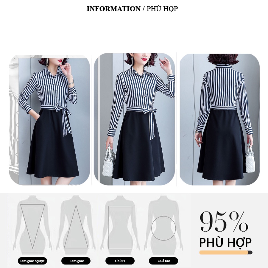 Váy trung niên tay dài sang trọng phong cách công sở bigsize cao cấp dự tiệc thiết kế dáng xòe L58 - WB WOMAN &amp; BEAUTY