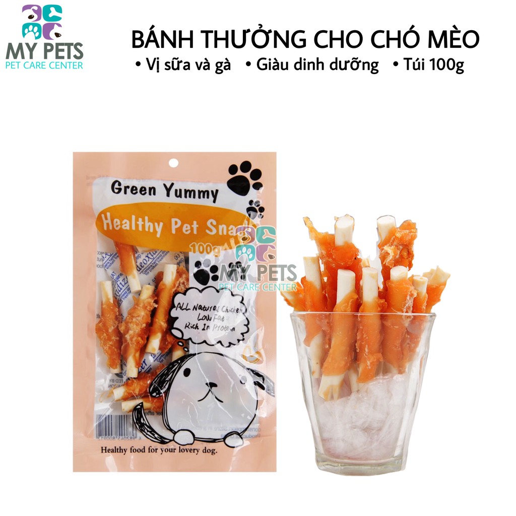 Bánh thưởng dành cho chó mèo xương canxi và gà cuộn - Snack dành cho chó mèo