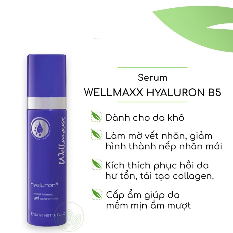 Serum HA B5 cấp ẩm sâu và kích thích tăng sinh collagen Wellmax Hyaluron 5 50ml | Chính hãng