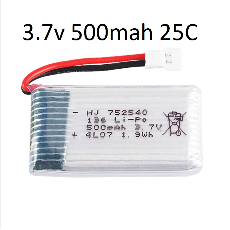 Pin lipo  3.7v 500mah đồ chơi máy bay mini 4 cánh có mạch bảo vệ pin