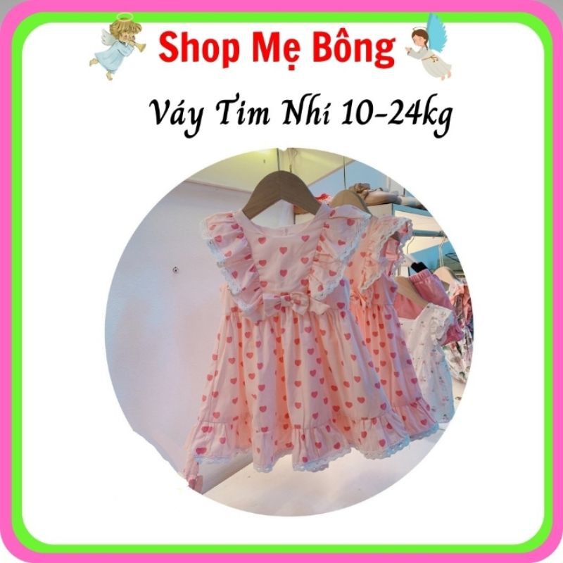 Váy Hè Tim Nhí Bé Gái 10-22kg Shop Mẹ Bông Đính Nơ Cực Xinh