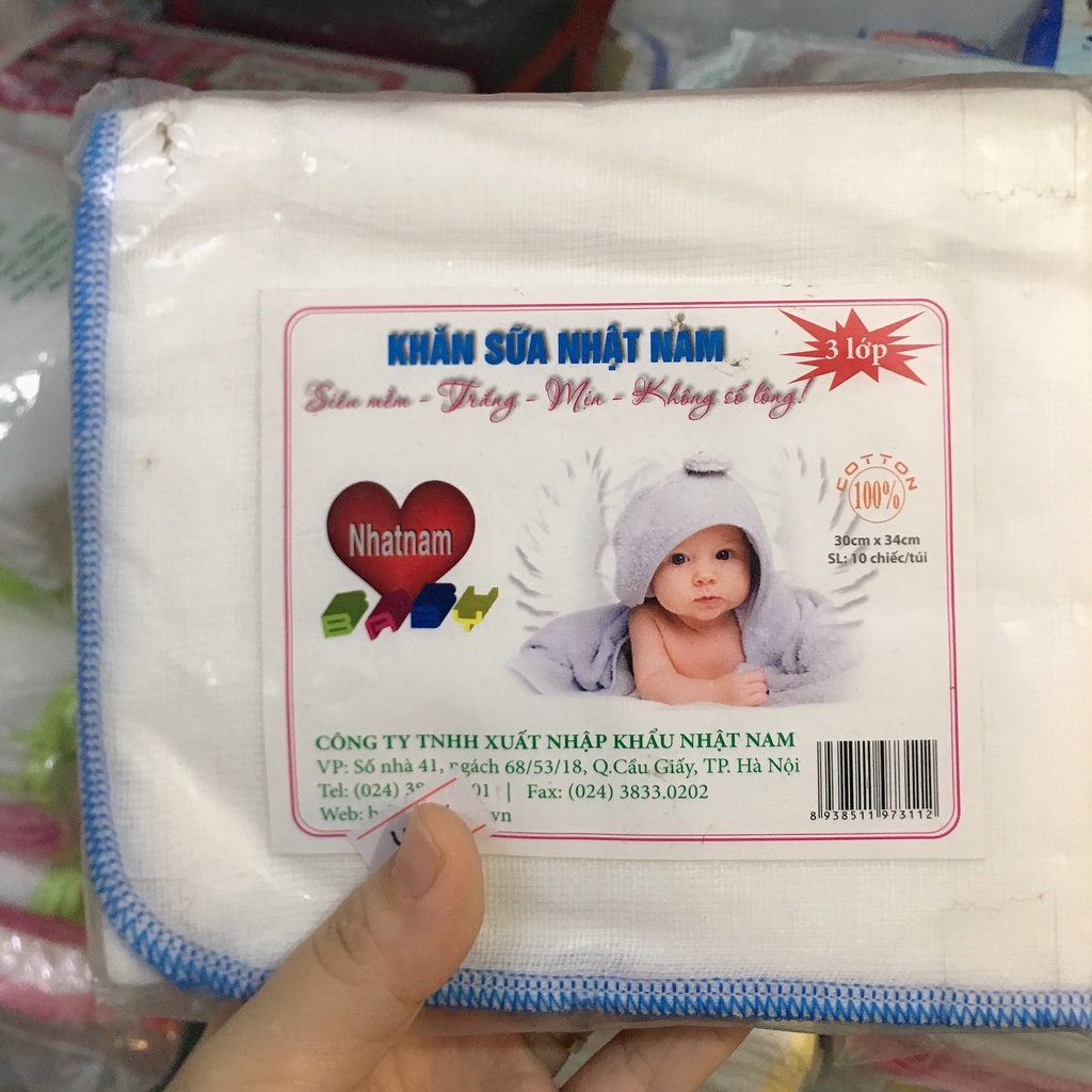 Khăn xô/khăn sữa cao cấp 3 lớp Nhật Nam 30x34cm