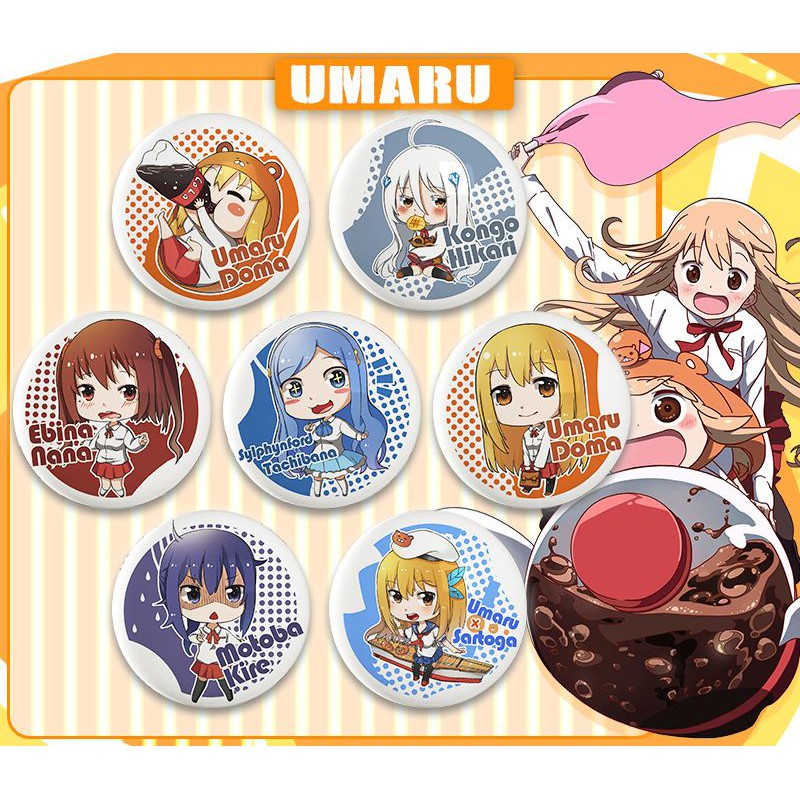 Huy hiệu cài áo in hình Himouto! Umaru-chan Cô em gái hai mặt anime chibi m01