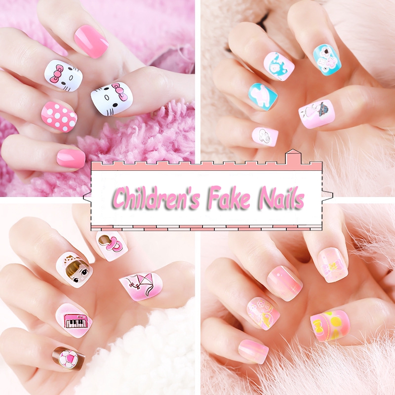 Bộ móng tay giả họa tiết hình Hello Kitty đáng yêu cho bé