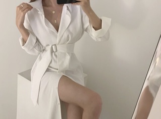 Đầm sơ mi thắt eo