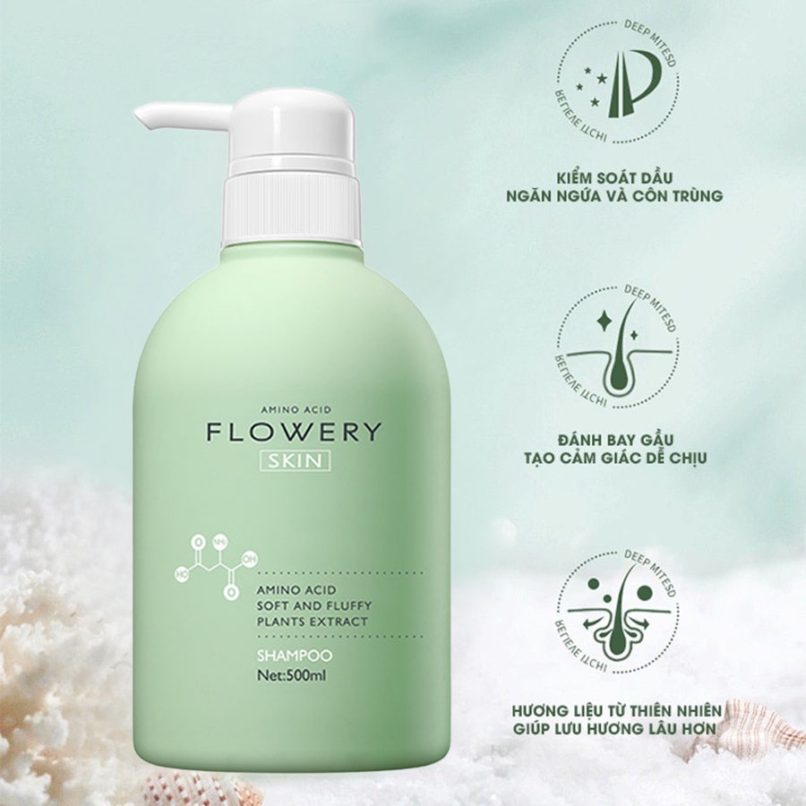 Combo dầu gội, dầu xả nước hoa muối biển Flowery 500ml