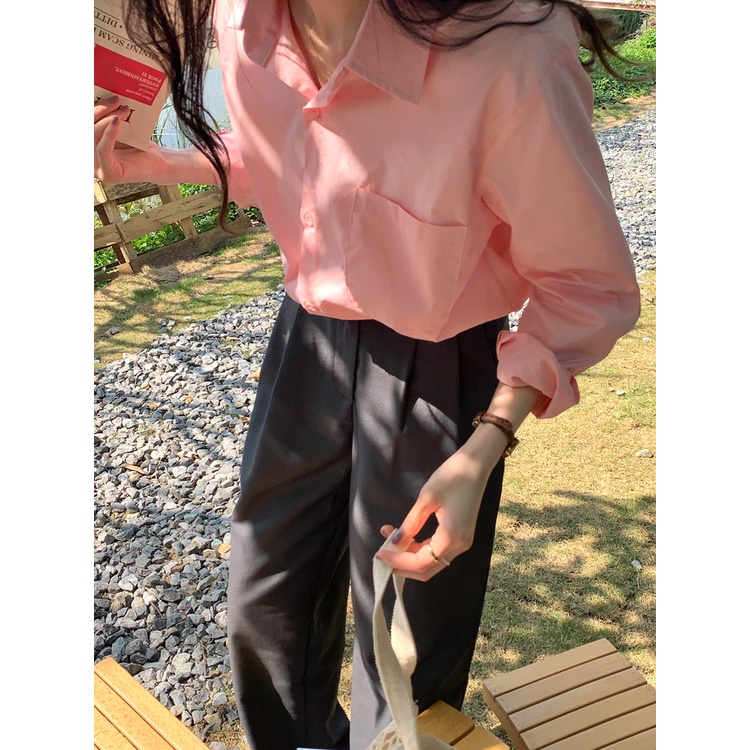 Hàng Mới Về Áo Sơ Mi Dài Tay Dáng Rộng Phong Cách Hàn Quốc Baju Wanita Lengan Panjang Hàng Mới Dành Cho Bạn Nữ