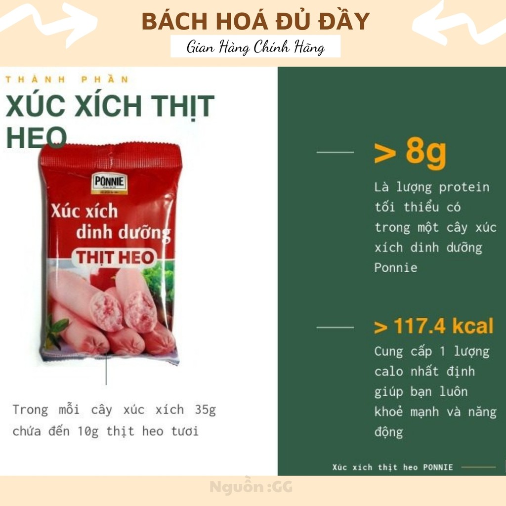 Xúc xích heo Ponnie 88% thịt loại mới, xúc xích dinh dưỡng Ponnie ngon cực kì, ăn là ghiền