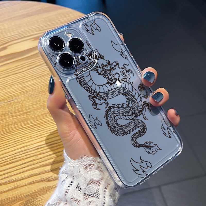 Ốp Điện Thoại Gel TPU Trong Suốt Hình Rồng Trung Hoa Cho iPhone 13 Pro Max 14 12 iPhone 11 XR 8 7 SE 2022