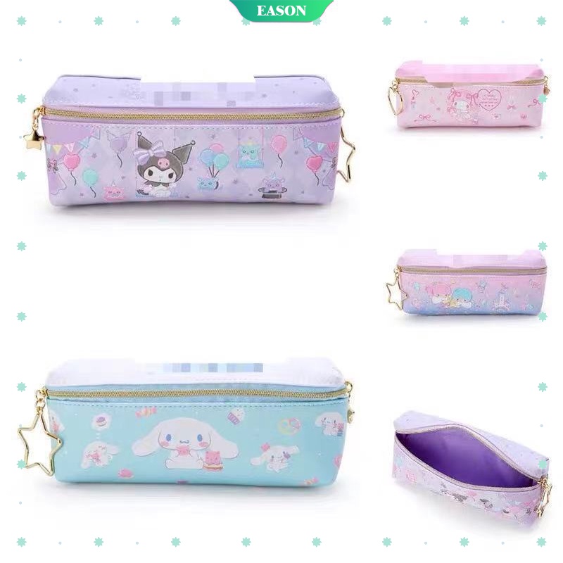 Sanrio Túi Đựng Bút Chì Hai Ngăn Có Khóa Kéo In Hình Hello Kitty My Melody Dễ Thương Sức Chứa Lớn Cho Nữ