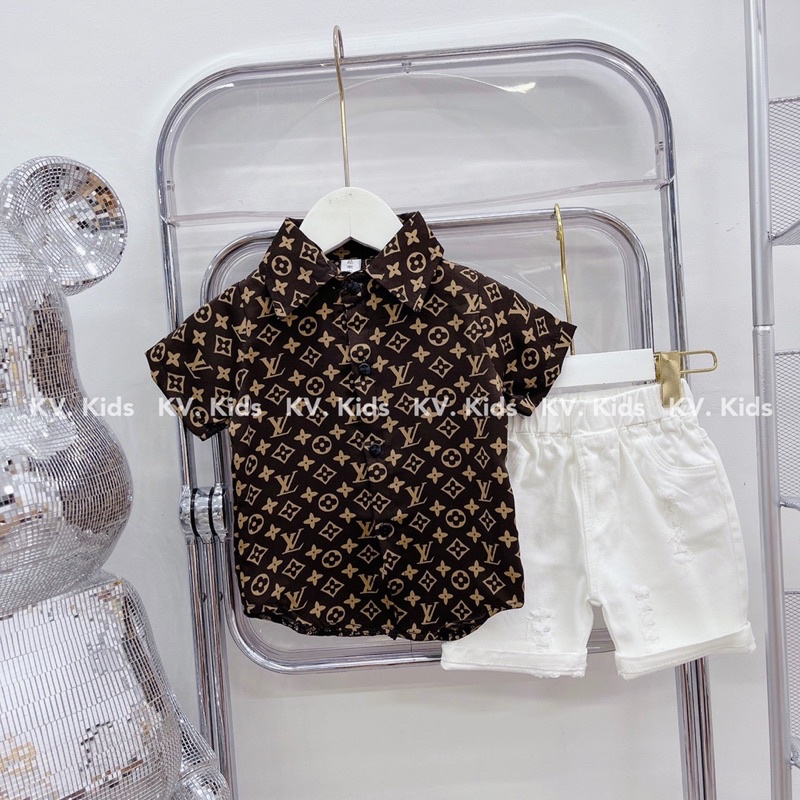 (jean baby ) Áo sơ mi lụa hàn mẫu mới siêu hót(8-23kg)