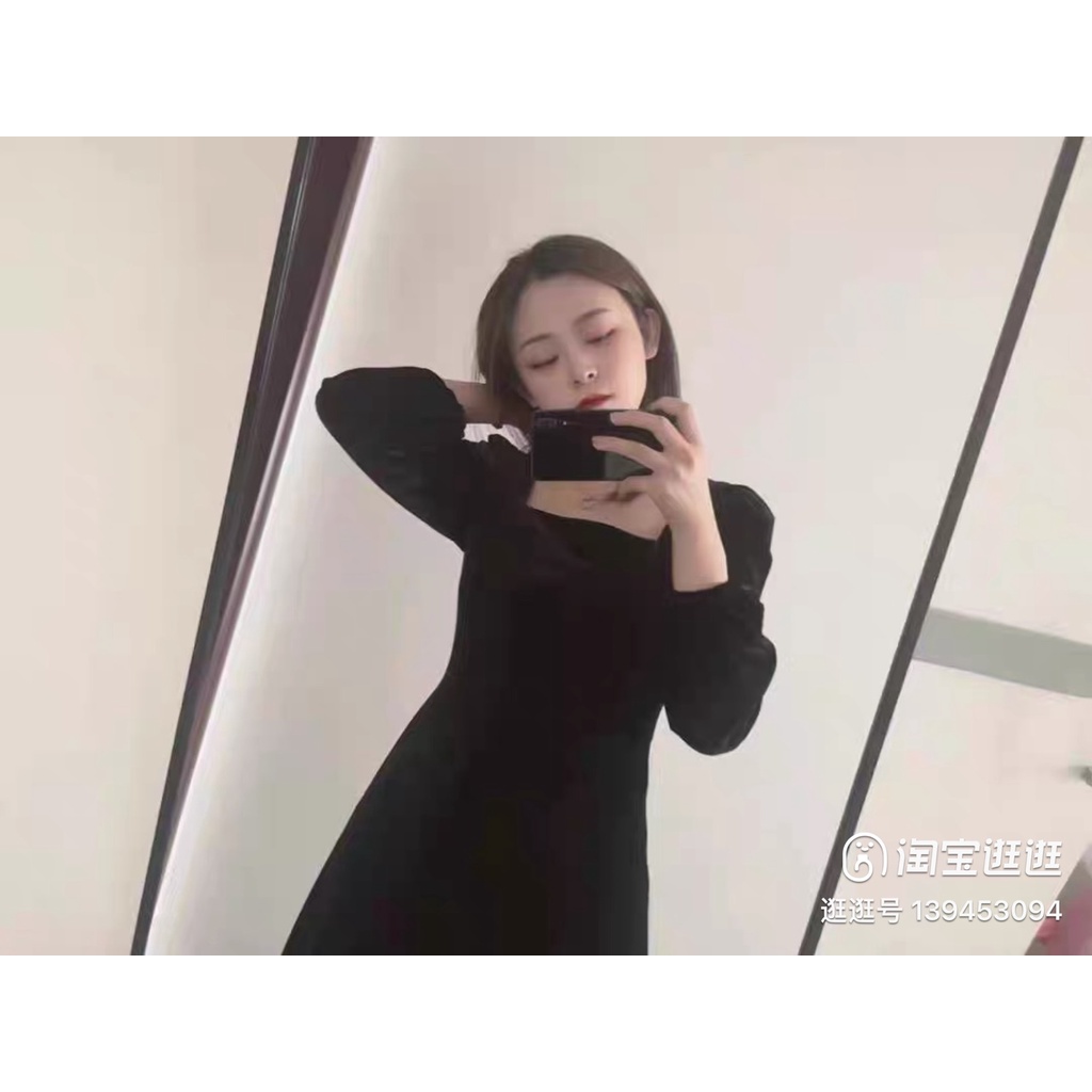 Váy Nhung Xòe Dáng Dài Thu Đông Đầm Dự Tiệc Thanh Lịch Hàng Quảng Châu Chất Đẹp