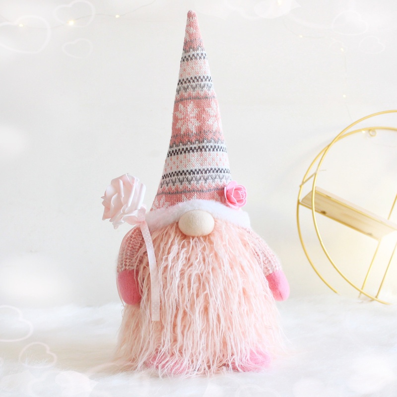 Qj Mô Hình Gnome Hoa Hồng Nhồi Bông Trái Tim Scandinavian Tomte Elf Để Bàn Trang Trí Ngày Valentines Dwarf